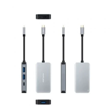 Nanocable Hub USB-C 5 en 1 Gris 15cm 10.16.1005